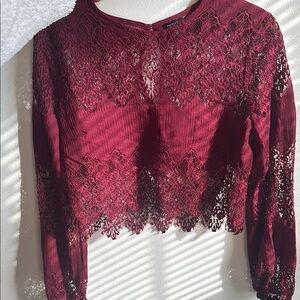 Burgundy Lace Long Sleeve Top